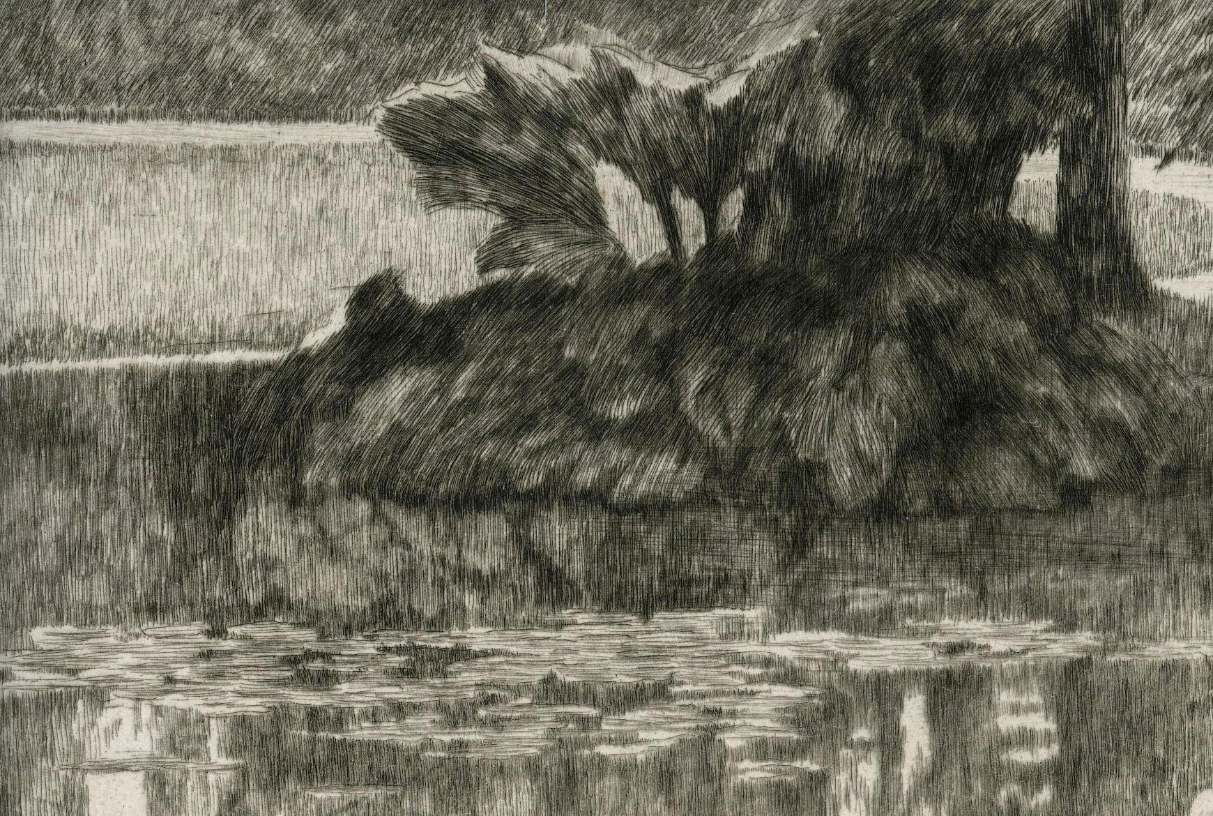 Soirée d'été (Summer Evening)
Etching & drypoint,  1881
Signed and dated in the plate lower left corner
Edition: c. 100 in both states; plate canceled
Tissot's lover, Irish divorcee Mrs. Kathleen Newton, resting on a chaise.
Brilliant impression