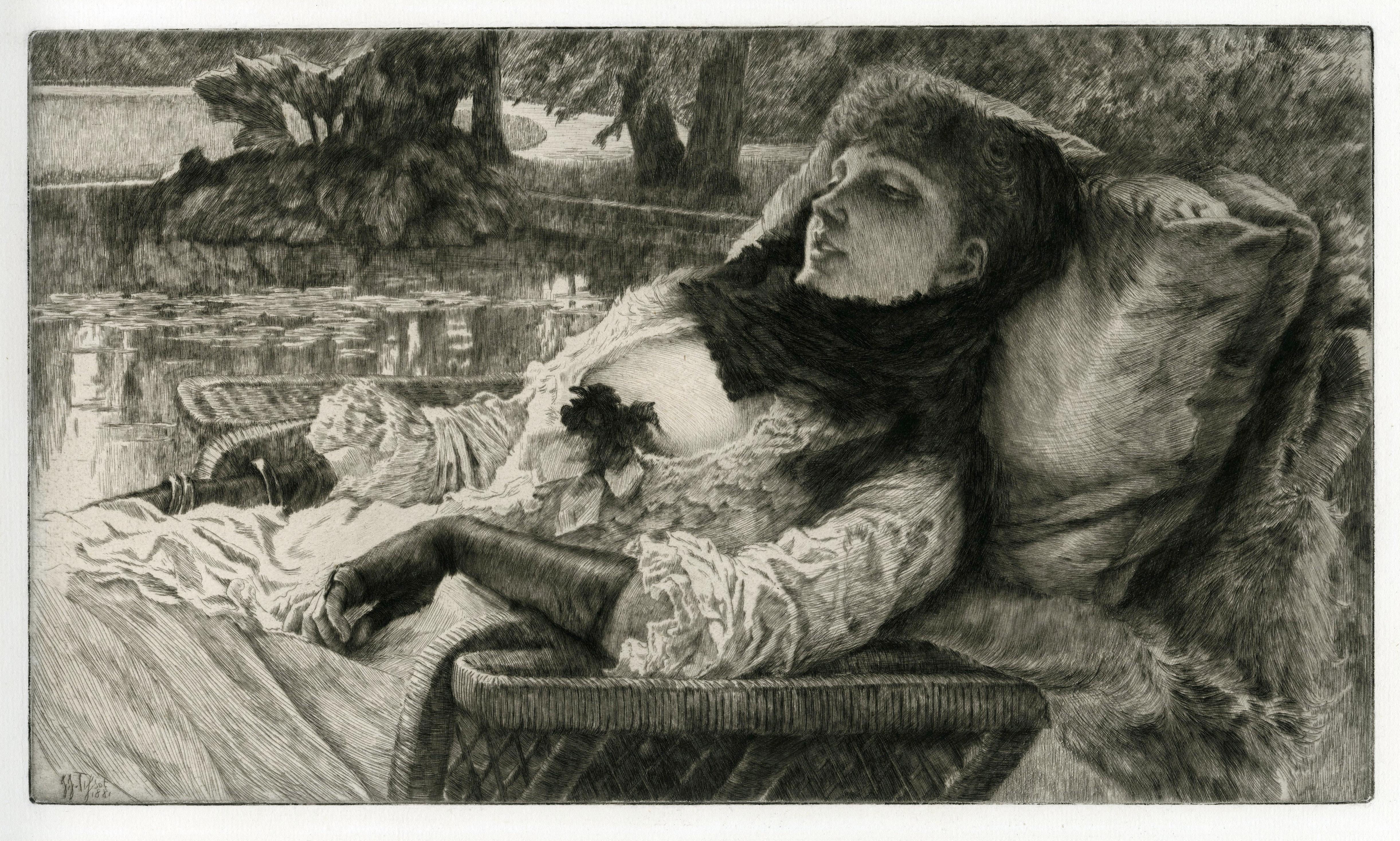 James Jacques Joseph Tissot Portrait Print - Soirée d'été (Summer Evening)