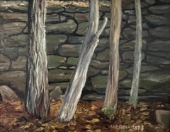 James Jahrsdoerfer, "Vermont Wall", Tree Rock Wall Oil Painting on Canvas