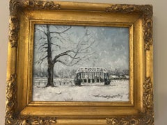 James Jahrsdoerfer, "No Breezing Today", Winter Horse Racetrack Oil Painting