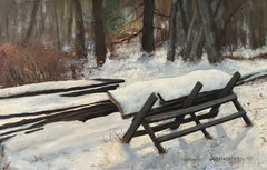 James Jahrsdoerfer, "Woodsy Snow", 11x17 Winter Forest Landscape Oil Painting