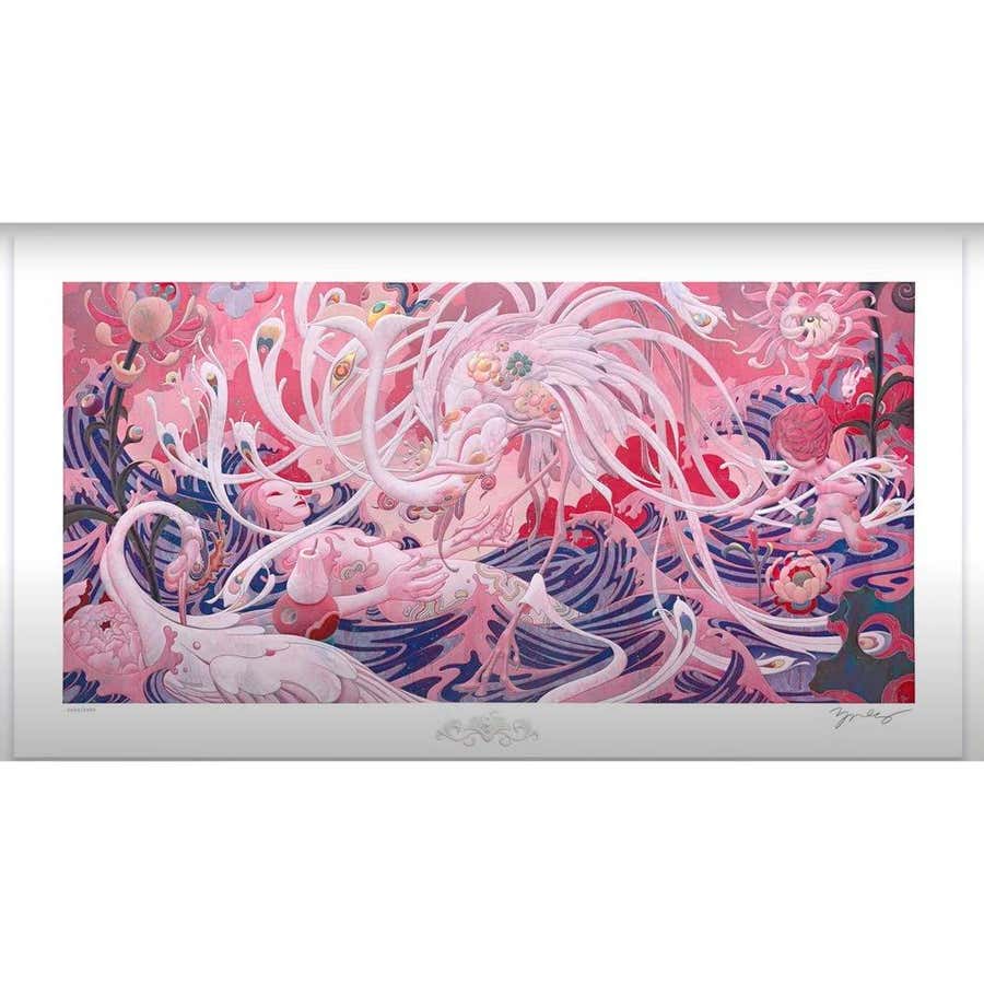 Adrift III Print with holographic and foil detailing and other sculptural detail