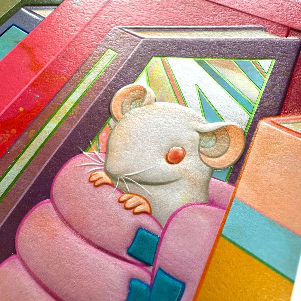 Bibliophile II holographic and foil detailing sculptural print edition For Sale 6