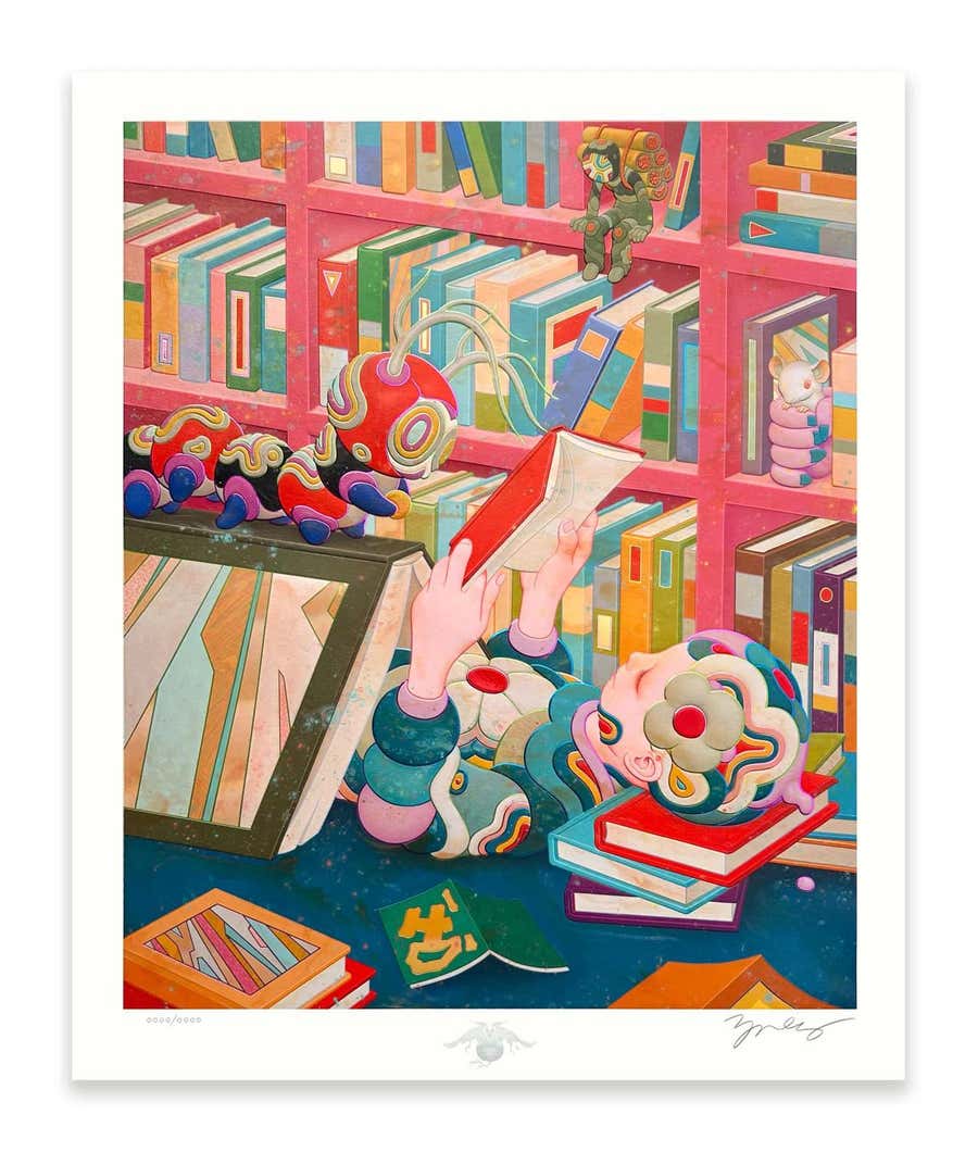Bibliophile II holographic and foil detailing sculptural print edition