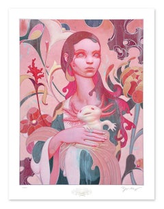 James Jean Lady with an Axolotl Signed and Numbered Embellished Screenprint