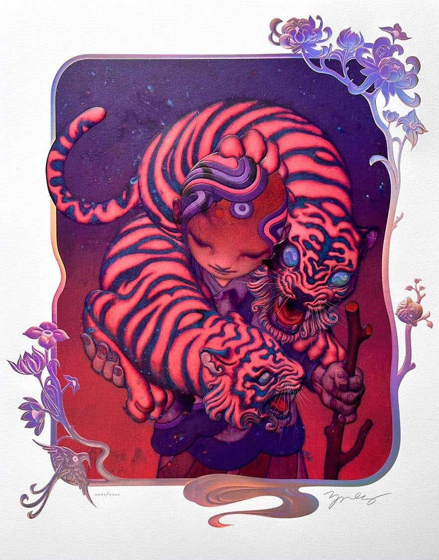 James Jean Sanctuary Tiger Signed and Numbered Embellished Screenprint