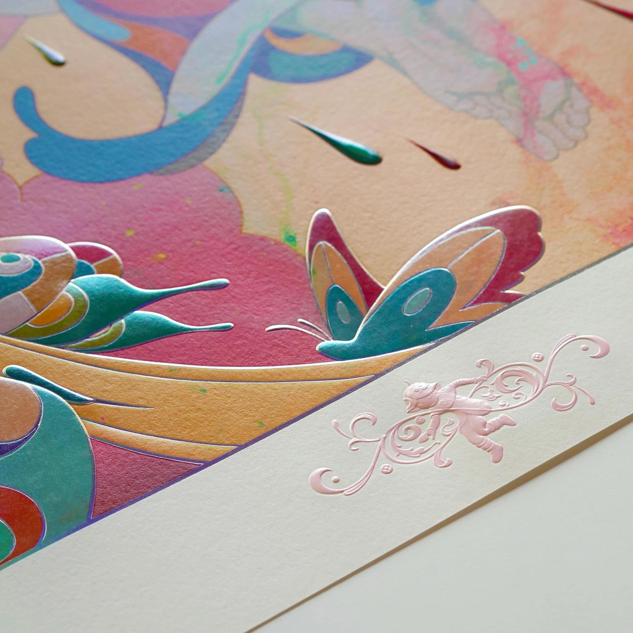 Skippers Signed Numbered Embellished Print - Beige Figurative Print by James Jean 
