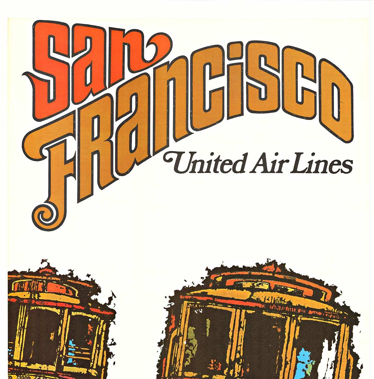 Originales Vintage-Reiseplakat von San Francisco United Air Lines  Mitte des Jahrhunderts – Print von James Jebary