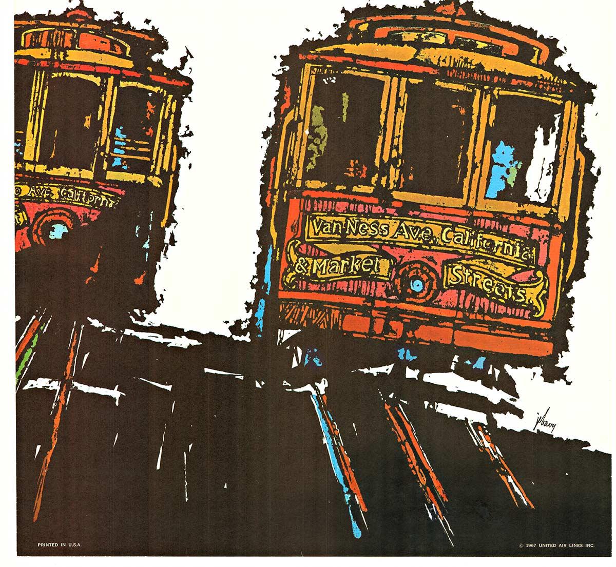 Originales Vintage-Reiseplakat von San Francisco United Air Lines  Mitte des Jahrhunderts (Amerikanische Moderne), Print, von James Jebary