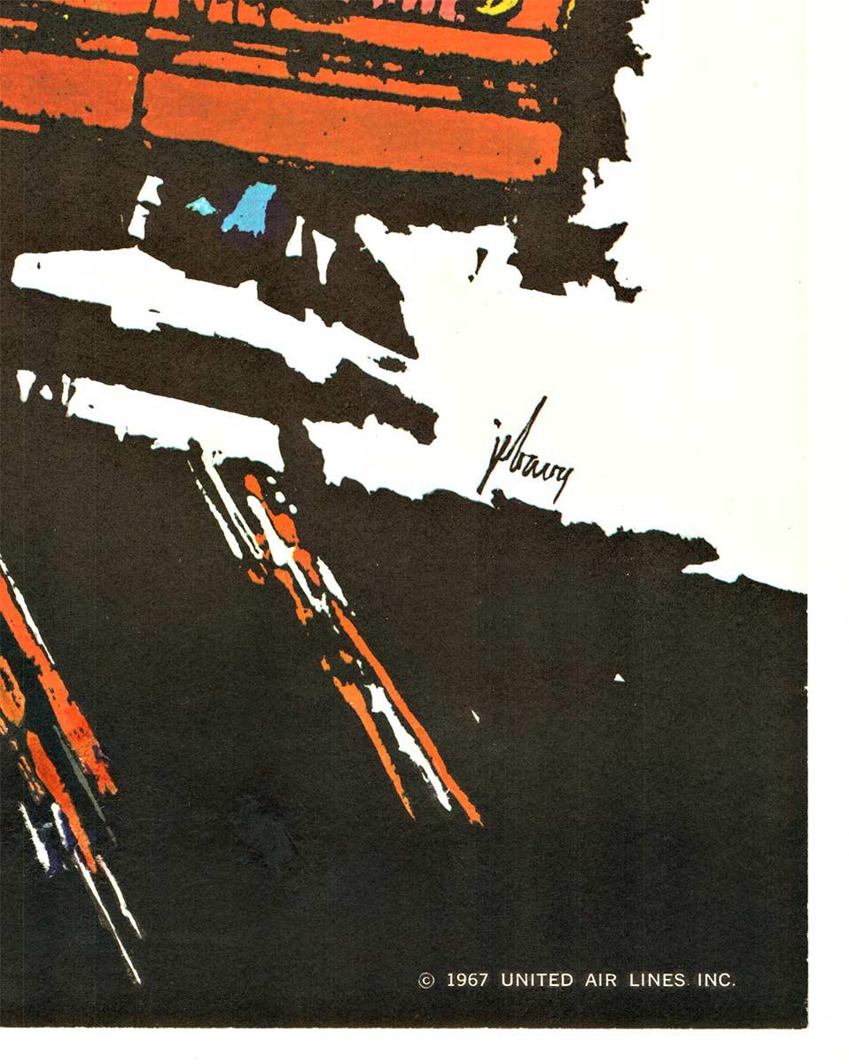 Originales Vintage-Reiseplakat von San Francisco United Air Lines  Mitte des Jahrhunderts (Weiß), Figurative Print, von James Jebary