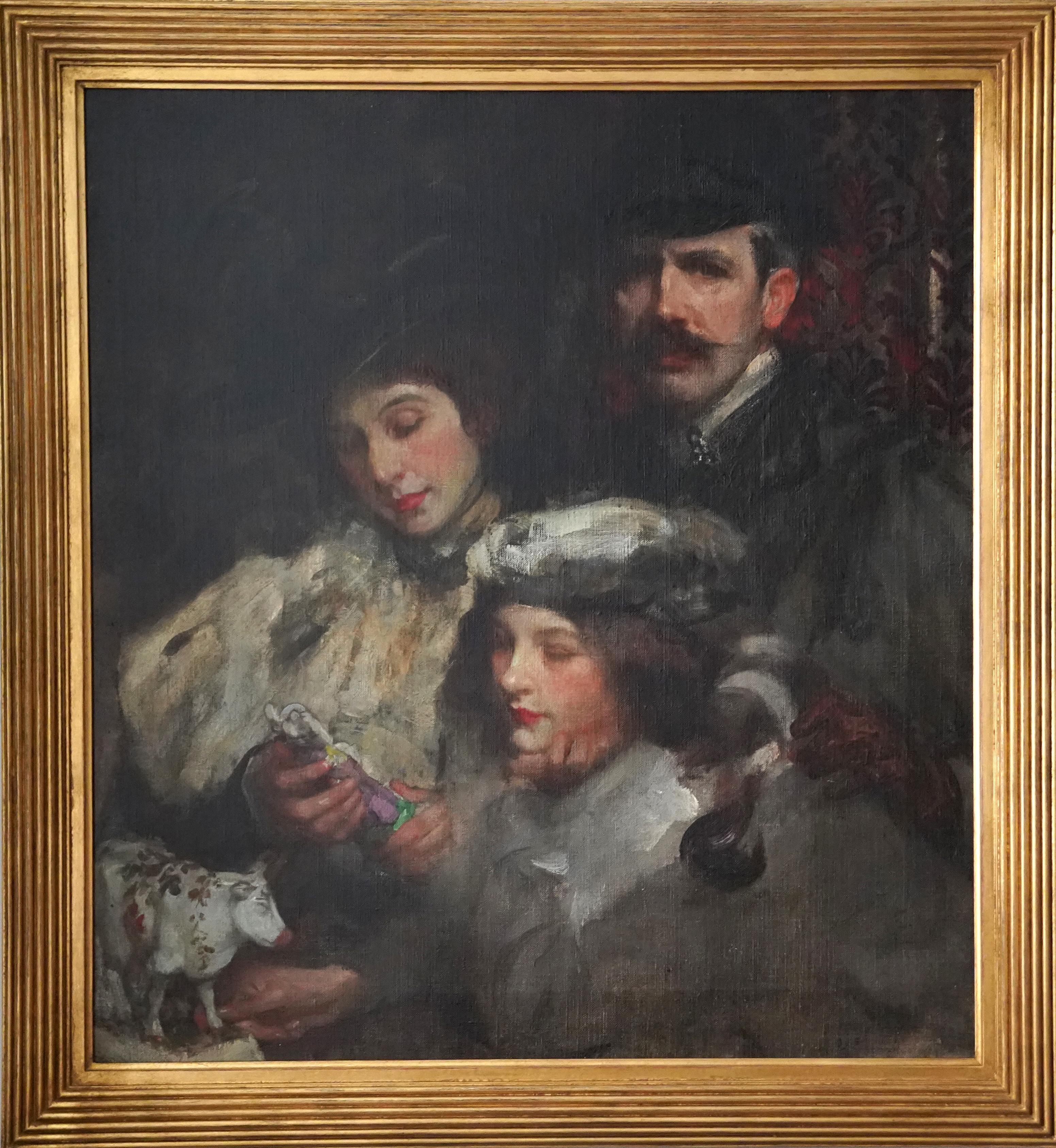 Artist's Family Portrait - British American Impressionist art oil painting For Sale 8