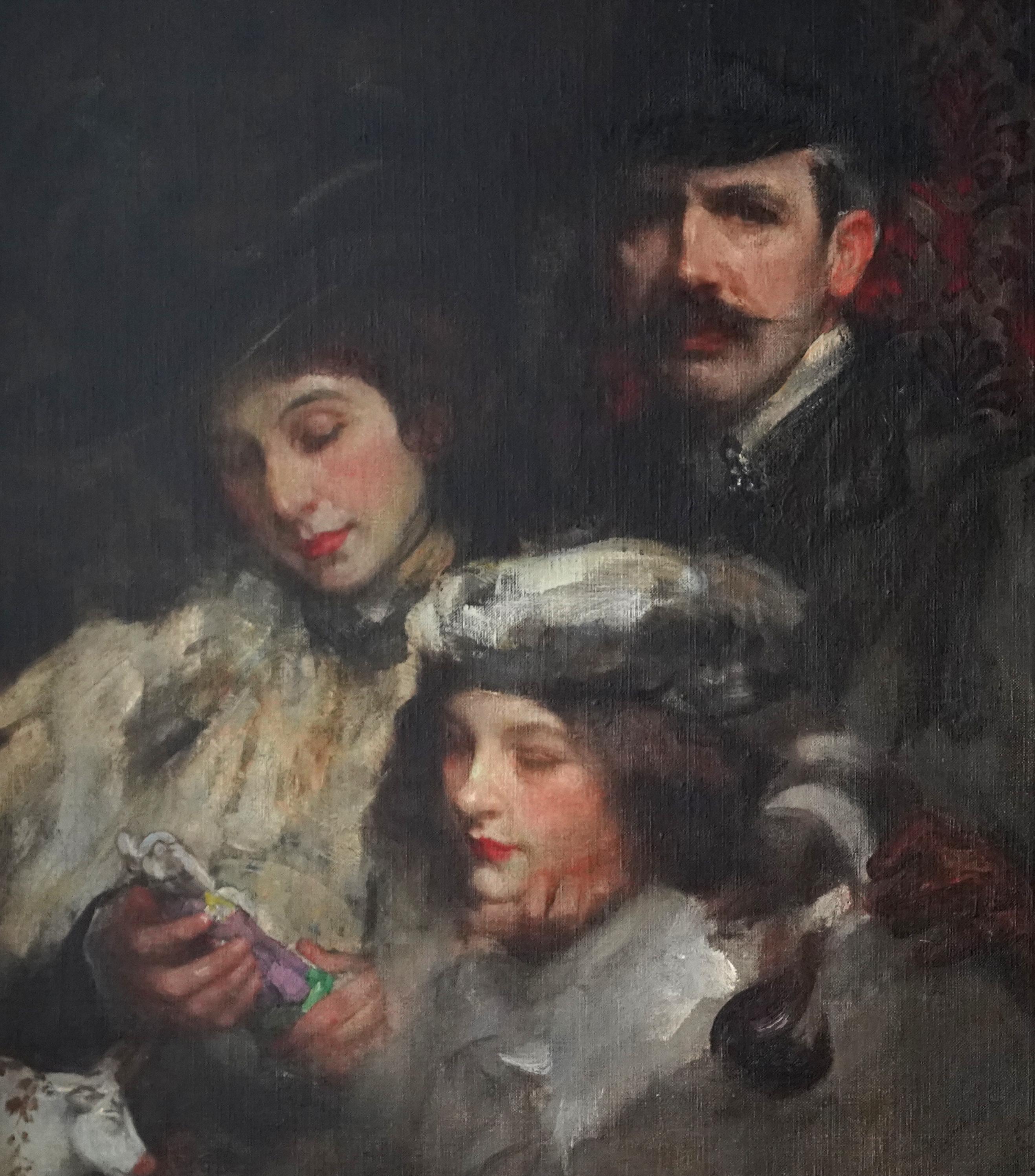 Portrait de famille de l'artiste - Peinture à l'huile impressionniste britannique américaine - Painting de James Jebusa Shannon