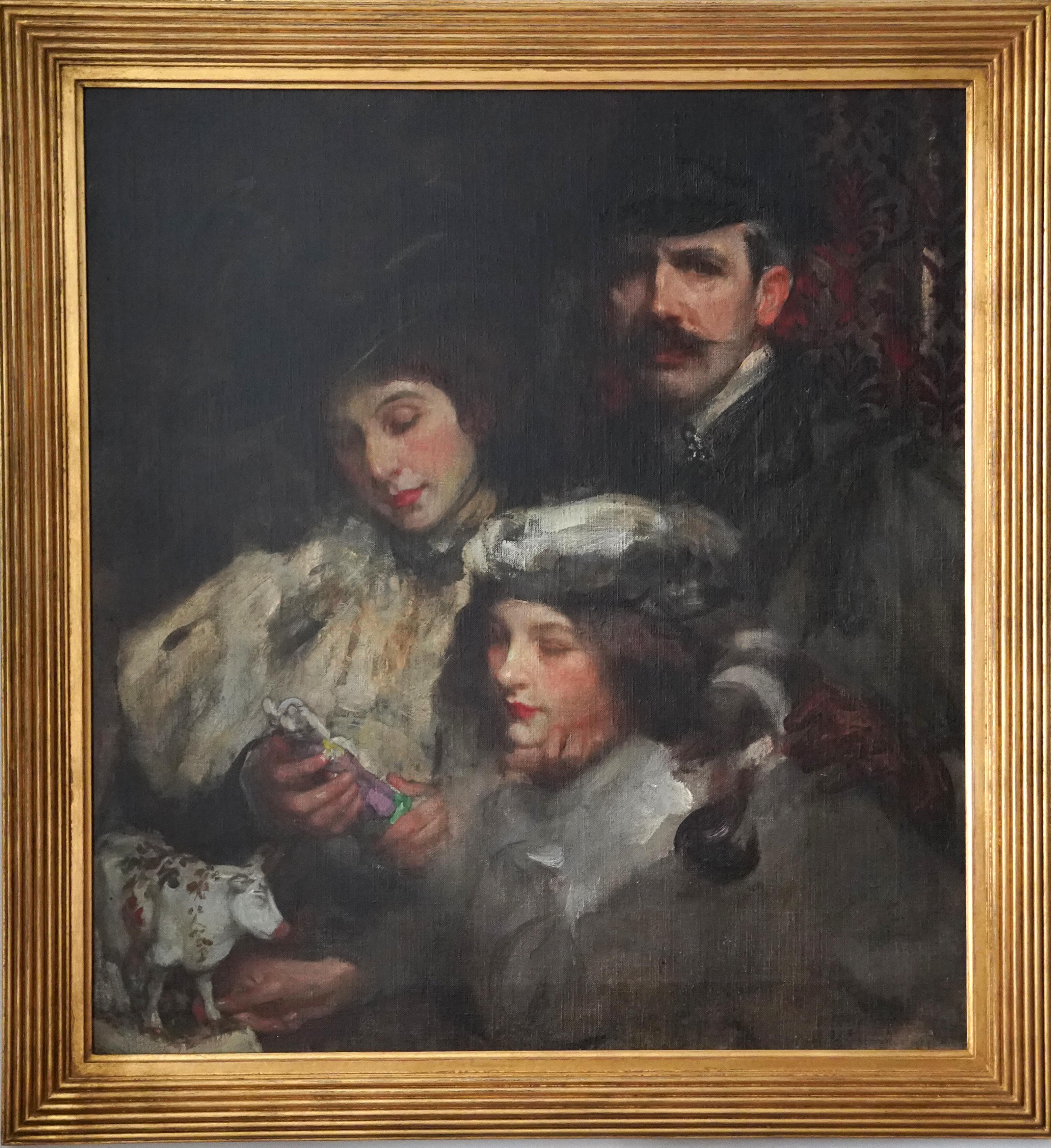 Portrait Painting James Jebusa Shannon - Portrait de famille de l'artiste - Peinture à l'huile impressionniste britannique américaine