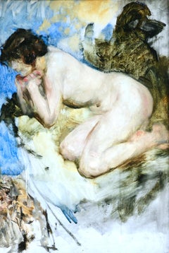 "Nude Bather" English C.19th Impressionist Nude Figure