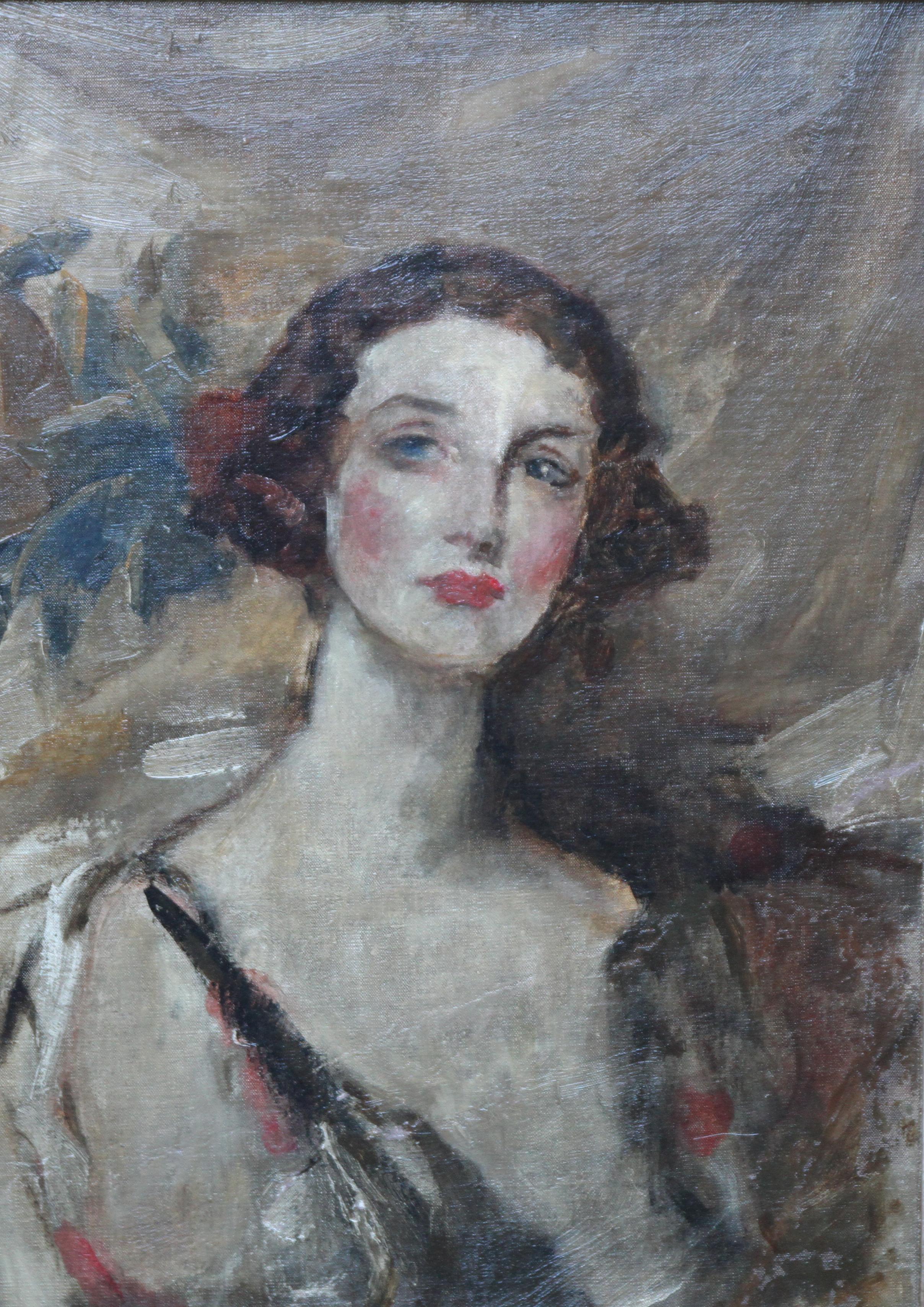 Ritratto di giovane donna - Ritratto femminile ad olio di arte britannica edoardiana - Painting di James Jebusa Shannon