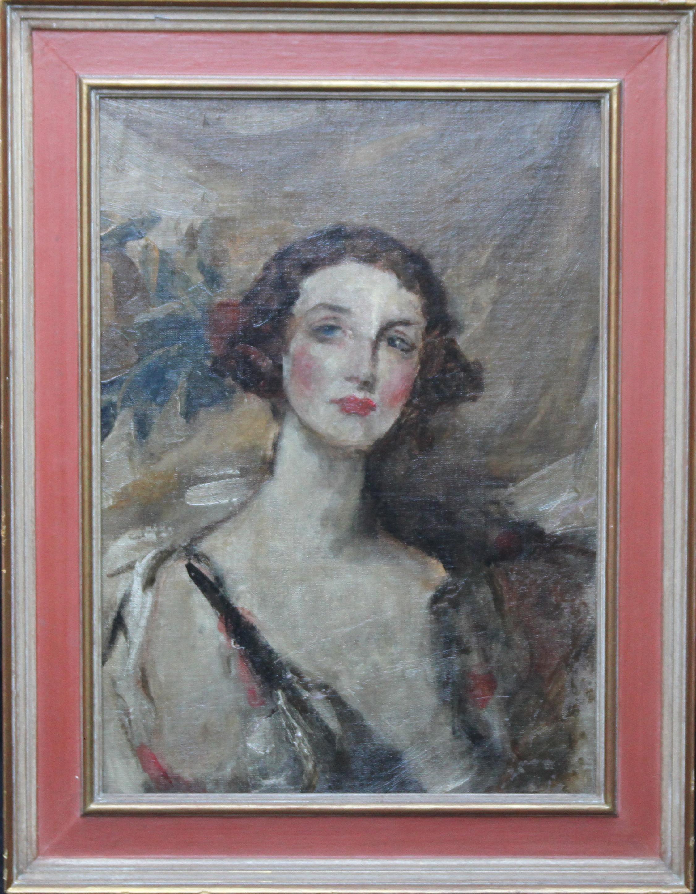 Ritratto di giovane donna - Ritratto femminile ad olio di arte britannica edoardiana in vendita 2