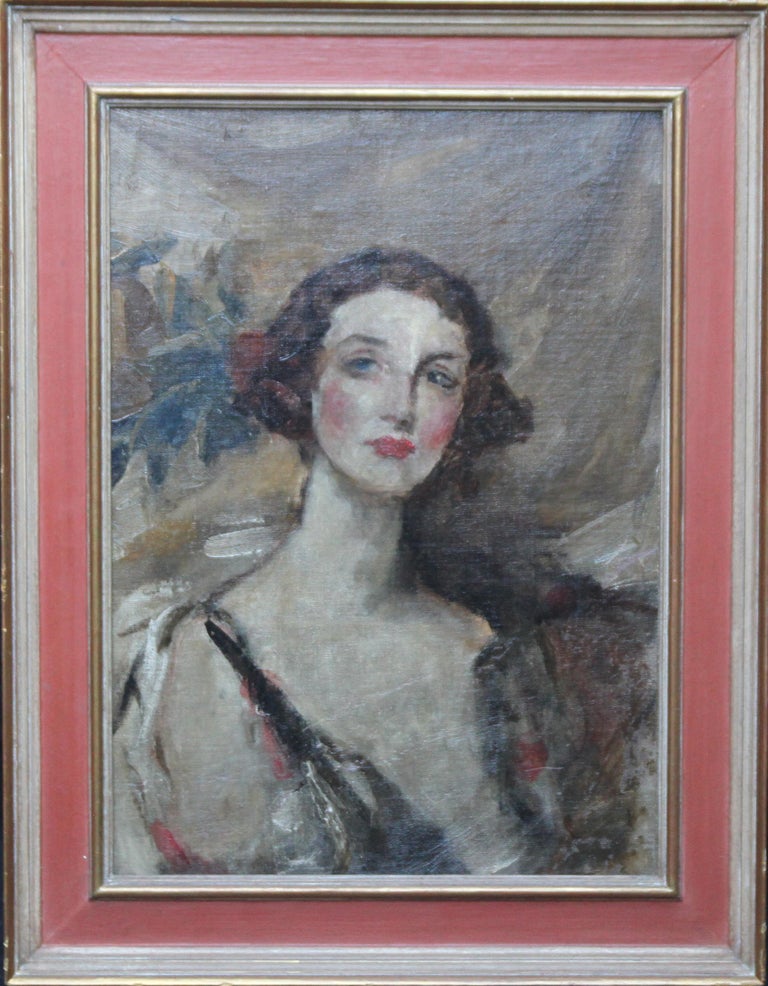 Portrait of a Young Woman - British Edwardian art female portrait oil painting For Sale 2