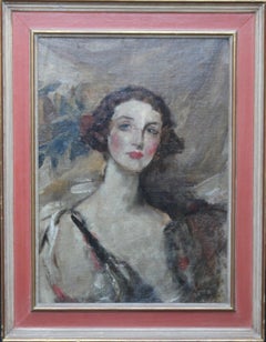 Antique Portrait of a Young Woman - British Edwardian art female portrait oil painting