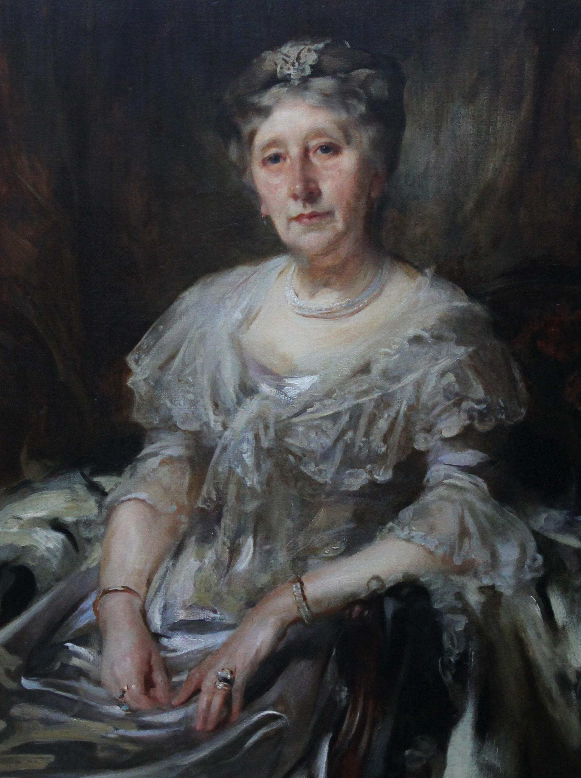 Retrato de Lady Ruthven - Sociedad eduardiana Arte británico americano Pintura al óleo - Painting Realista de James Jebusa Shannon