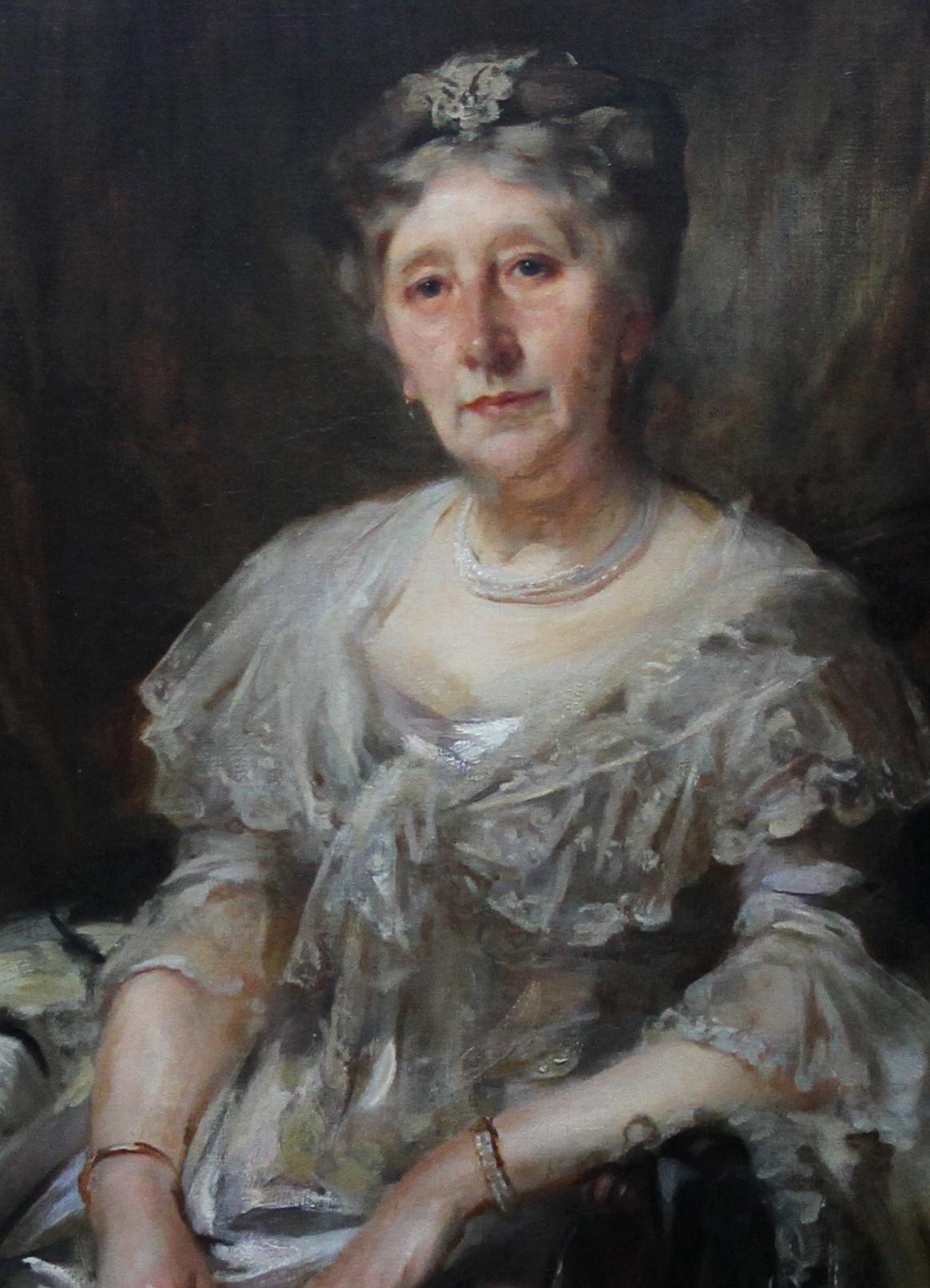 Retrato de Lady Ruthven - Sociedad eduardiana Arte británico americano Pintura al óleo - Portrait Painting Negro de James Jebusa Shannon