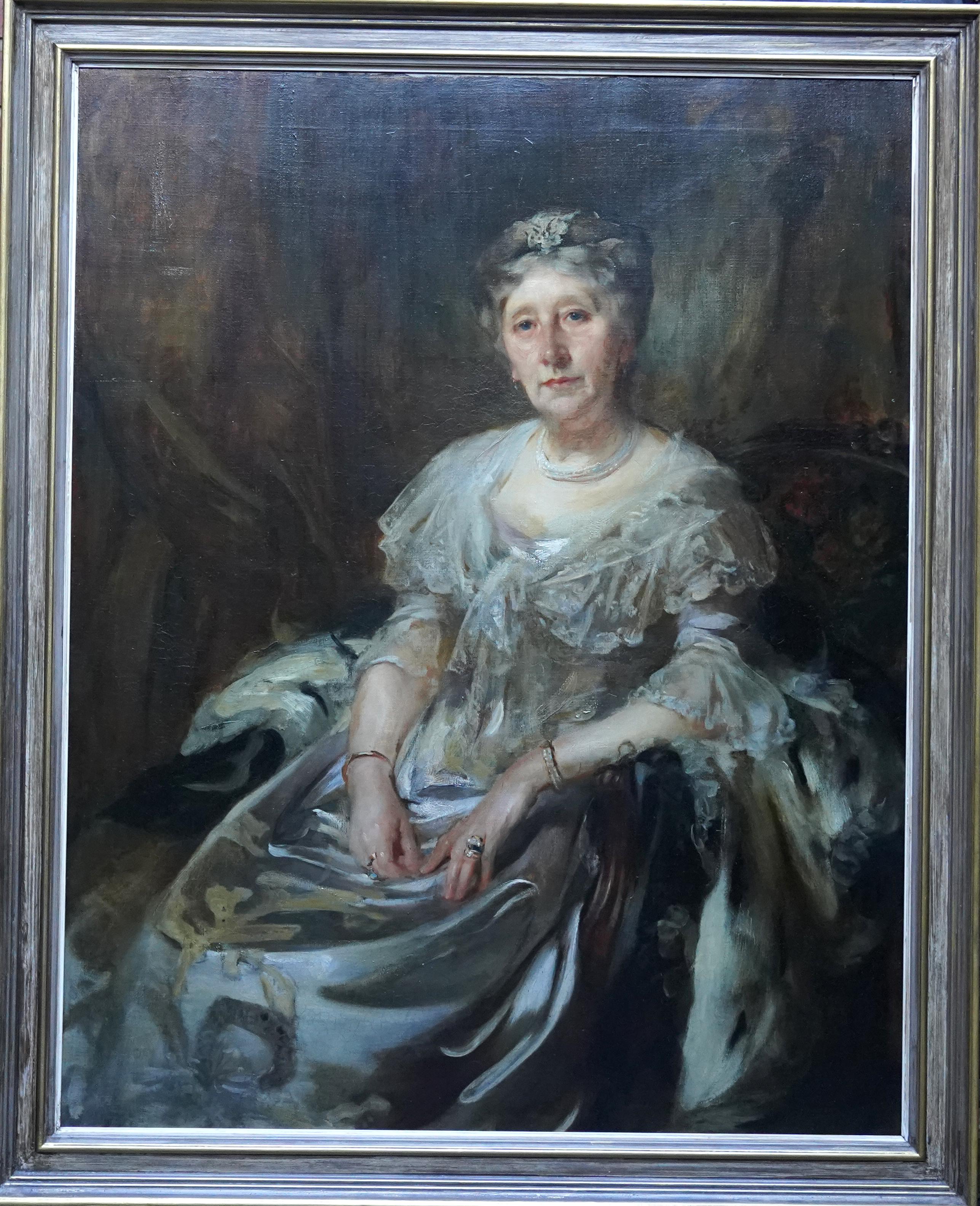 Portrait de Lady Ruthven - Peinture à l
huile d
art britannique américaine de la Société édouardienne