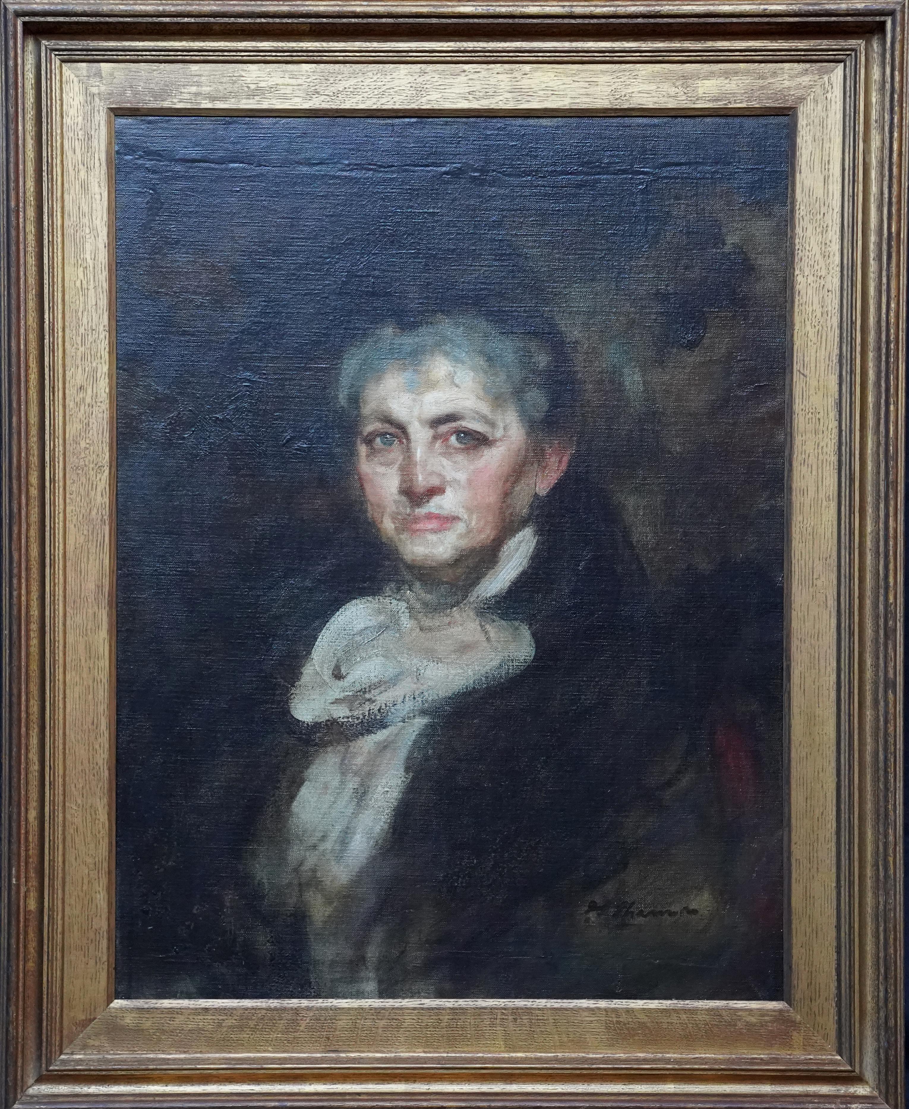 Portrait Painting James Jebusa Shannon - Portrait de Mme Anna Simonson - Art britannique  1900 peinture à l'huile