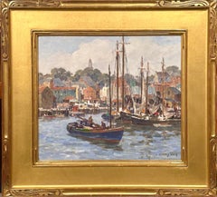 James Jeffrey Grant Gloucester Harbor Oil Painting New England Maritime