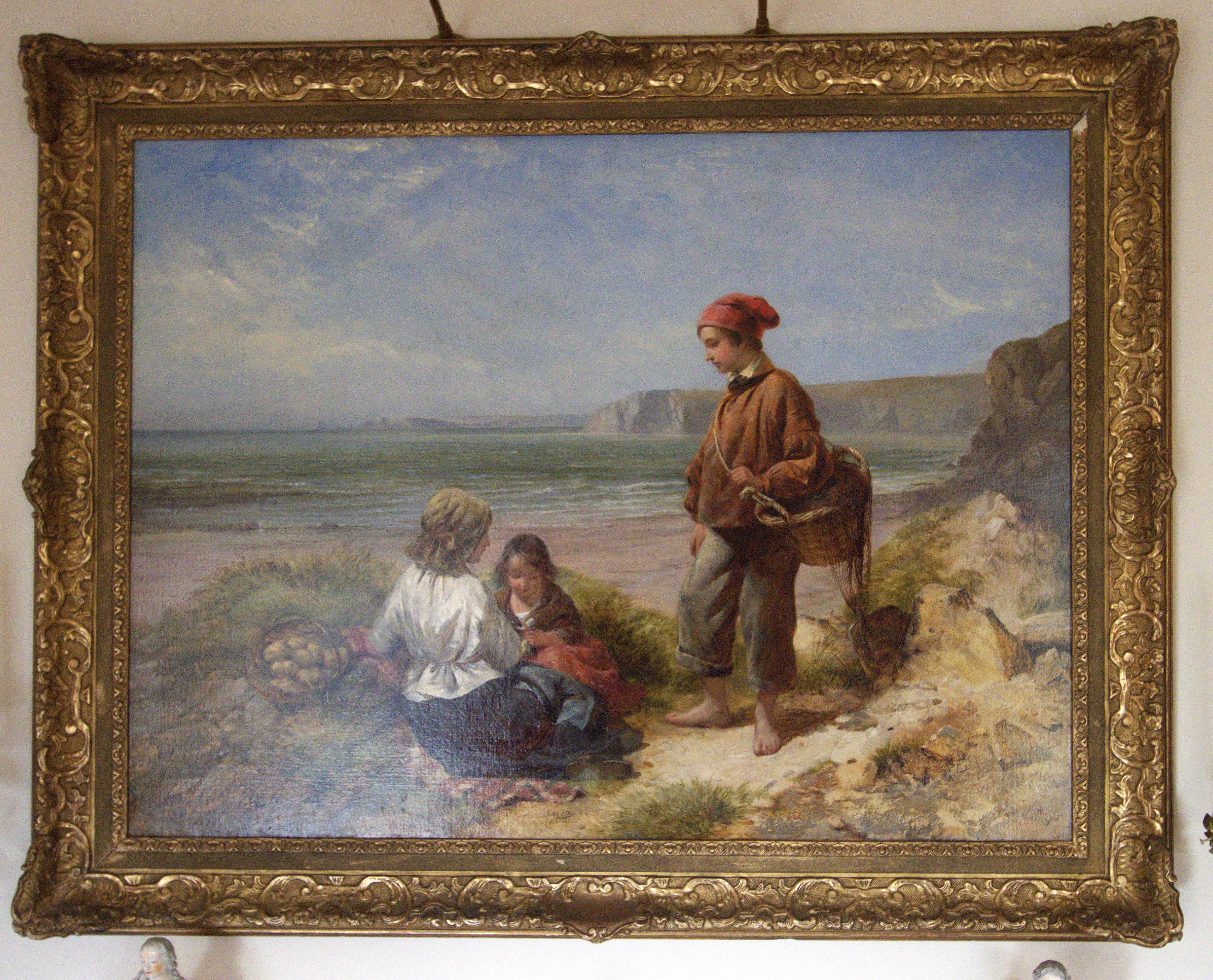 This is the finest painting we have ever seen by James John Hill (1811-1882).
Children playing beside the beach
Signed
Oil on Canvas
75cms x 100cms 
Framed

