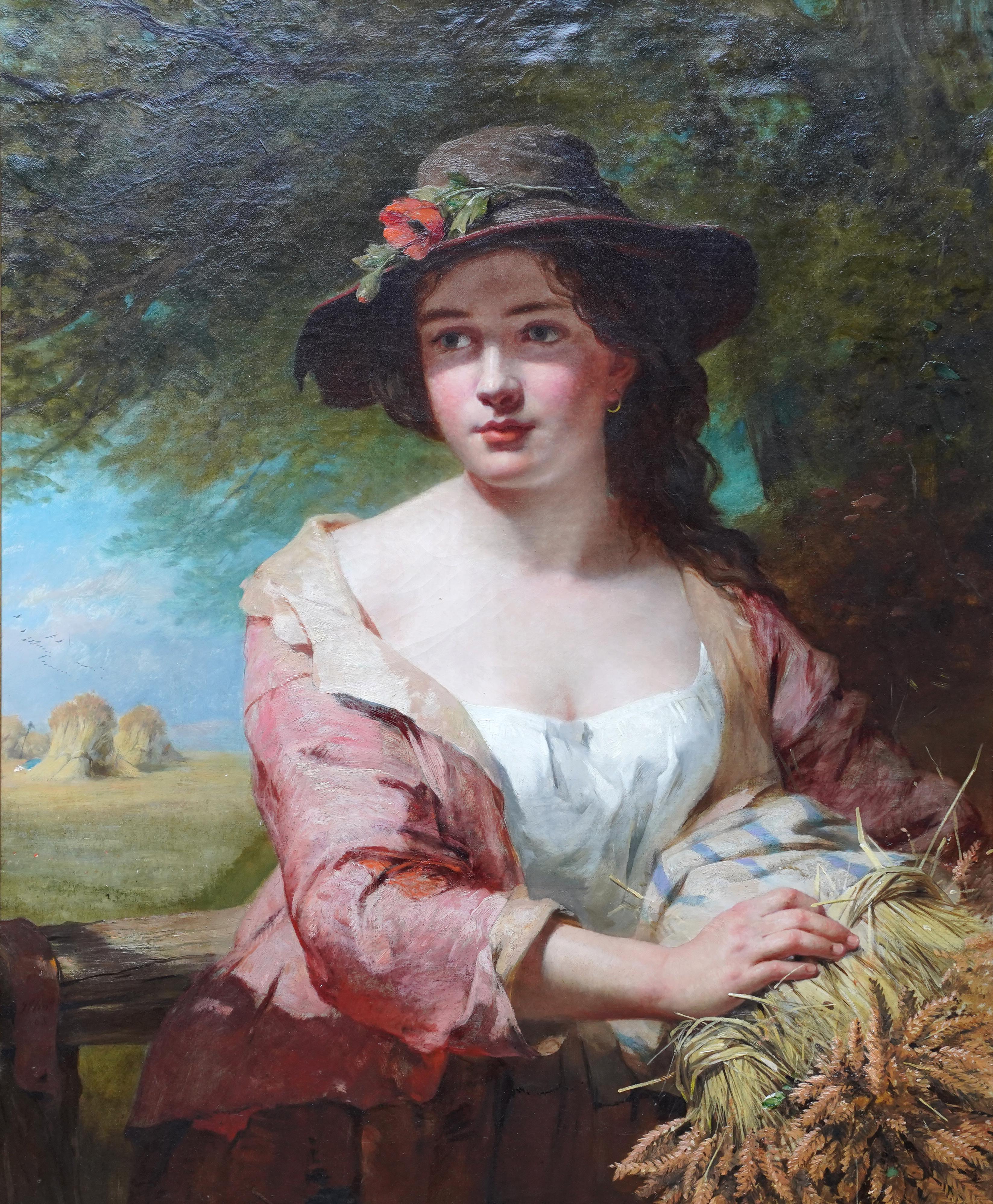 Portrait of a Gleaner - British Victorian art harvest portrait oil painting  For Sale 9
