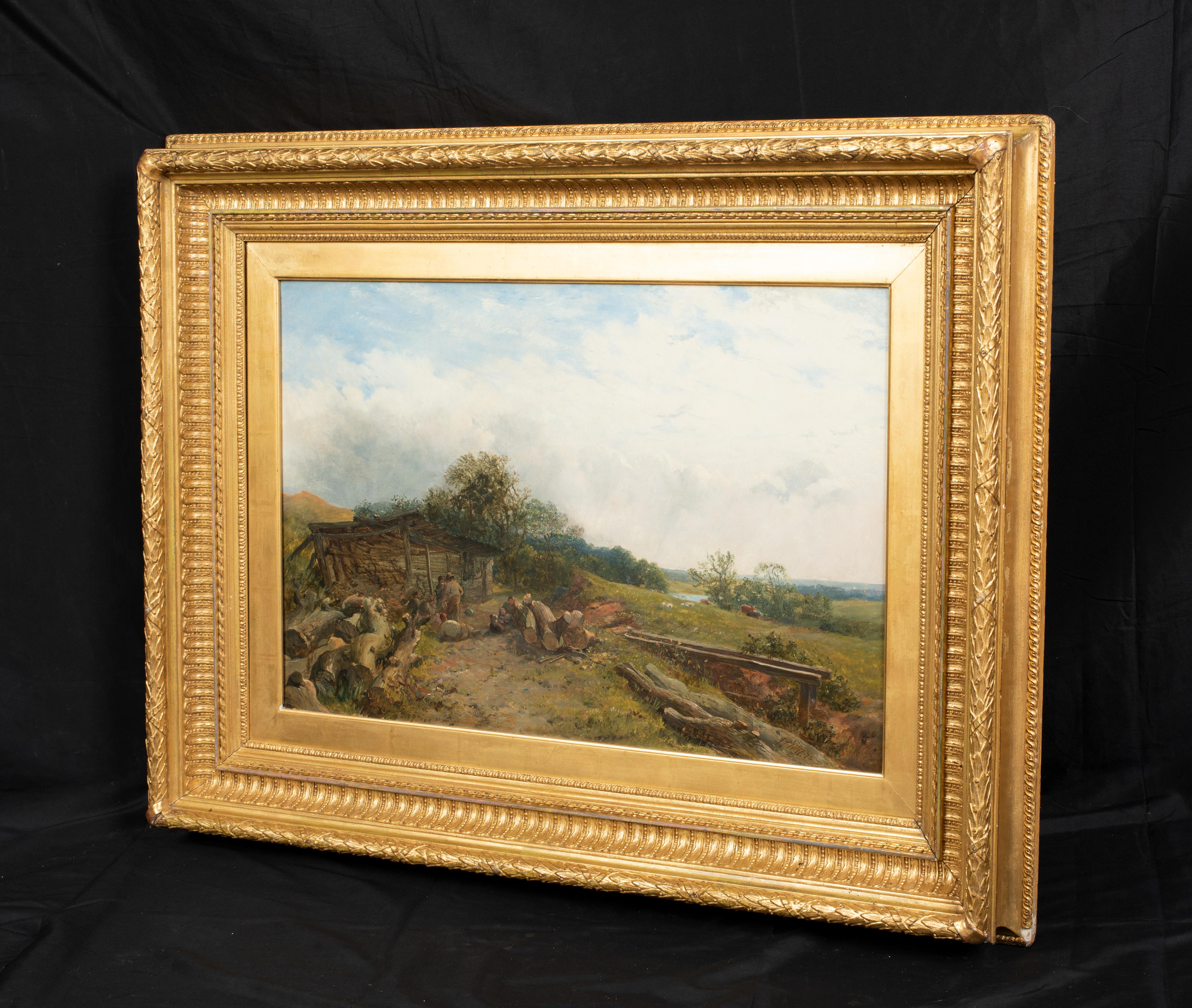 Il riposo dei taglialegna, XIX secolo - Portrait Painting Marrone di James John Hill