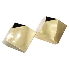 James Johnston Postmodernist Brass Vase or Planter, a pair, 1980s