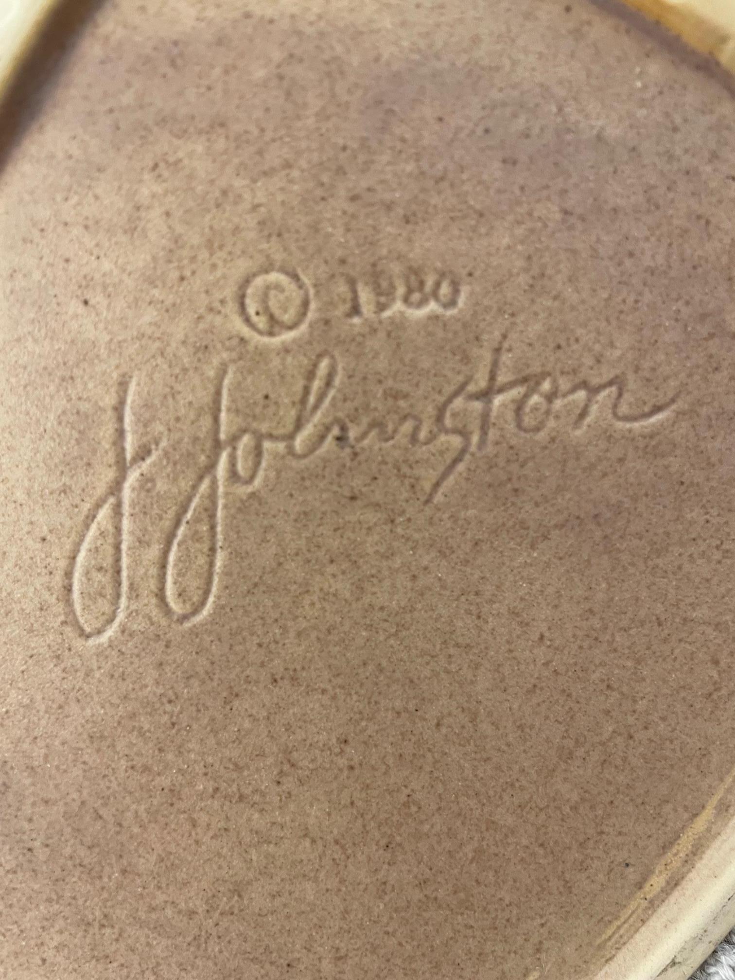 James Johnston Signed Mid-Century Angular Design Vase, Ceramic, Signed 2