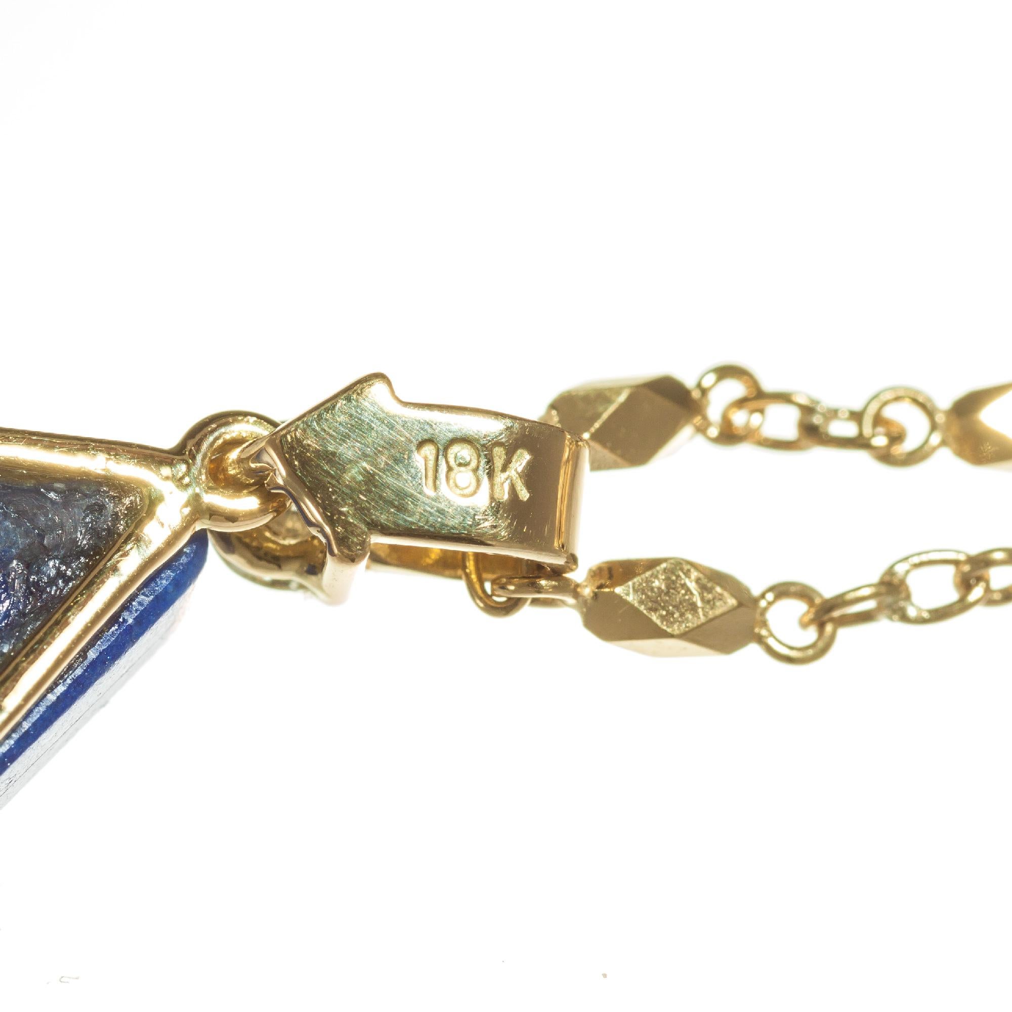 Women's James Kaufman Lapis Turquoise Opal Inlay Diamond Gold Pendant Necklace