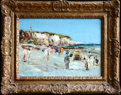Bathers at Dieppe - 19th Century Oil Figures at the Beach Landscape by James Kay