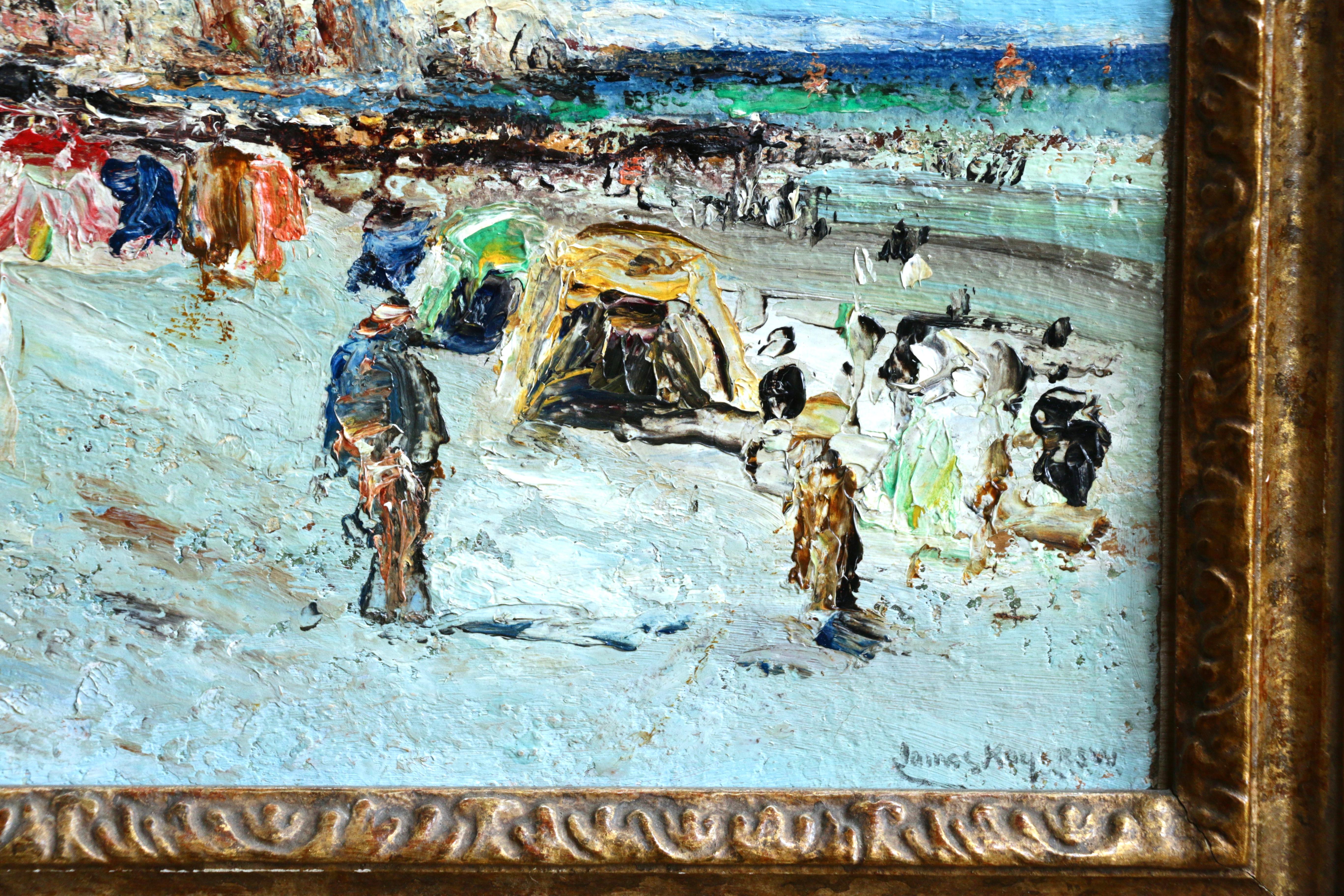 Bathers at Dieppe - 19th Century Oil Figures at the Beach Landscape by James Kay 2