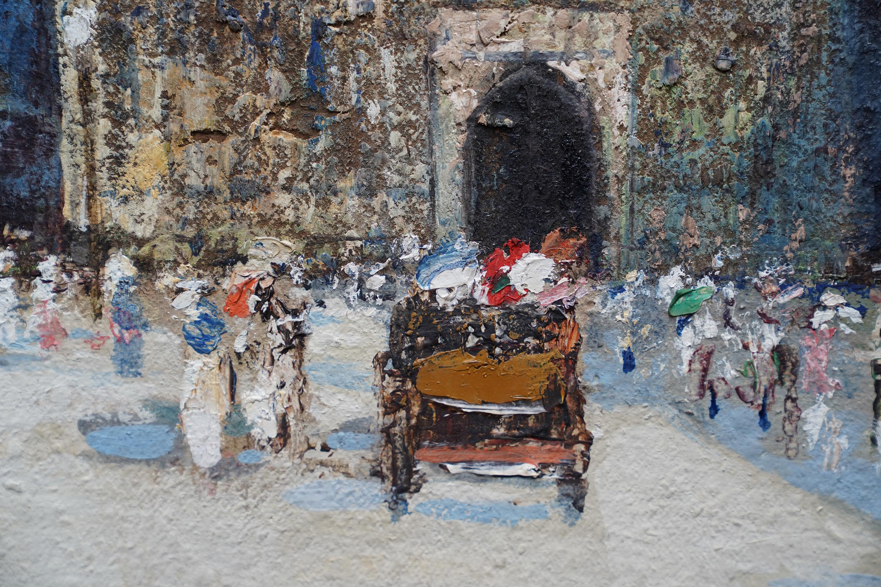 Catedral de Exeter - Óleo arquitectónico impresionista eduardiano escocés - Figurative Painting Gris de James Kay
