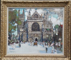 Exeter Cathedral - Scottish Edwardian Impressionist architectural oil painting