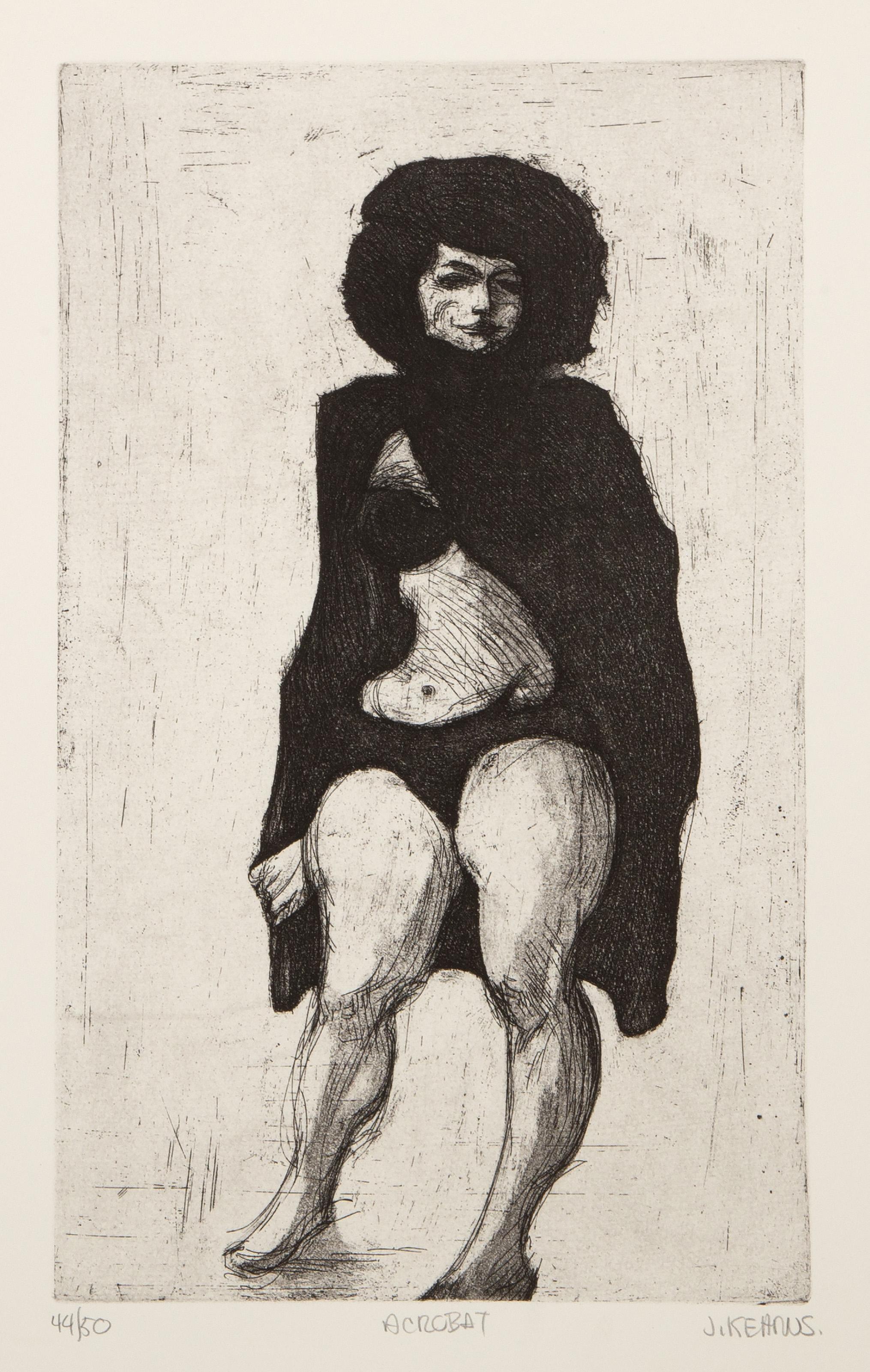  James Kearns, Americano (1924 - ) -  Acrobat, Anno: 1975 circa, Medium: Acquaforte su Rives, firmata, titolata e numerata, Edizione: 44/50, Dimensioni immagine: 14,5 x 8,75 pollici, Dimensioni: 22 x 15 pollici (55,88 x 38,1 cm) 
