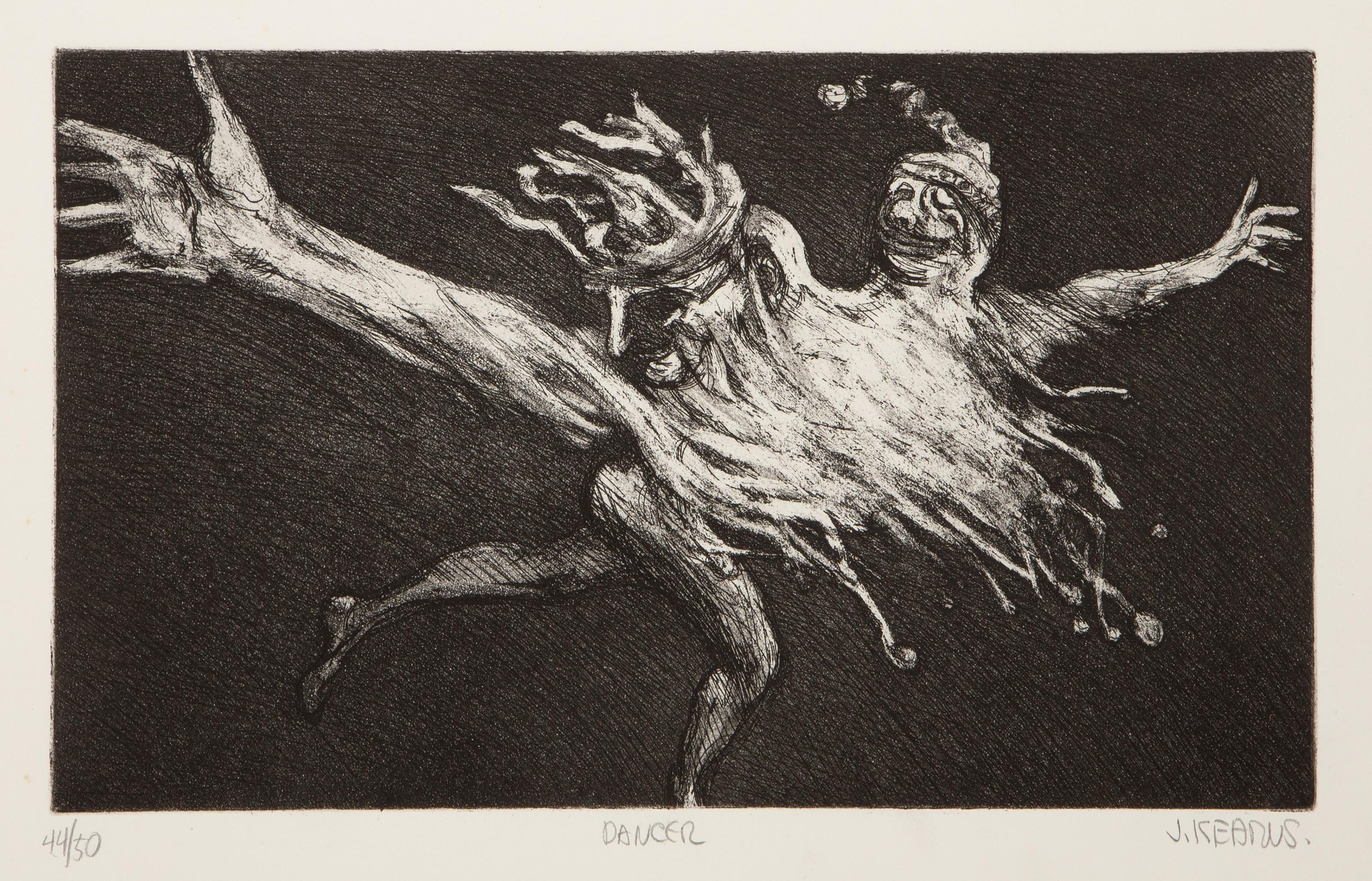  James Kearns, American (1924 - ) -  Dancer, Year: circa 1975, Medium: Etching on Rives, signed, titled and numbered, Edition: 44/50, Image Size: 8.75 x 14.5 inches, Size: 15 x 22 in. (38.1 x 55.88 cm) 
