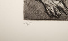 Hip Toss, Surrealist Etching by James Kearns