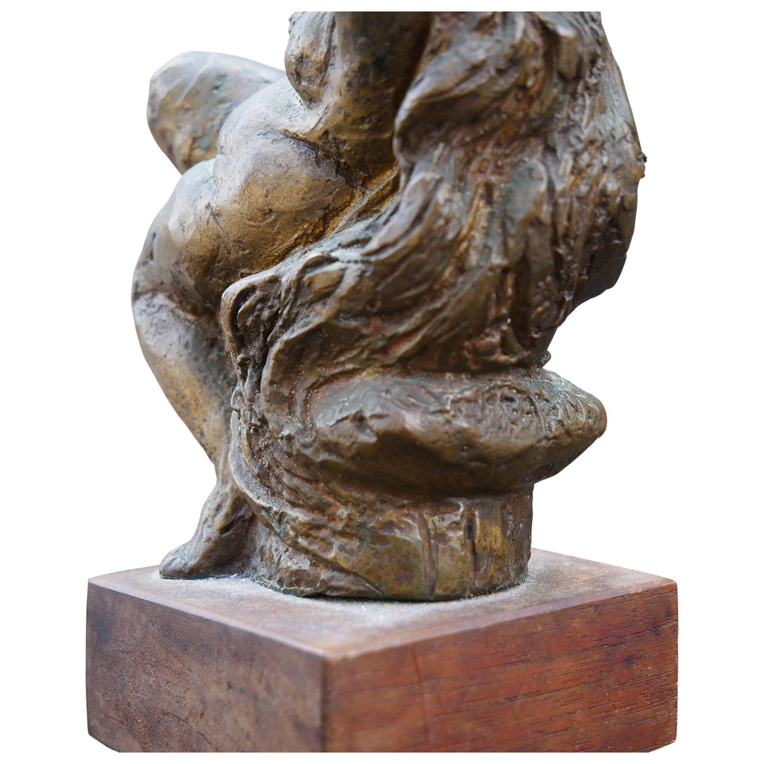 Modern Abstract Figurative Bronze Sculpture of Reclining Nude Female with Grapes 7