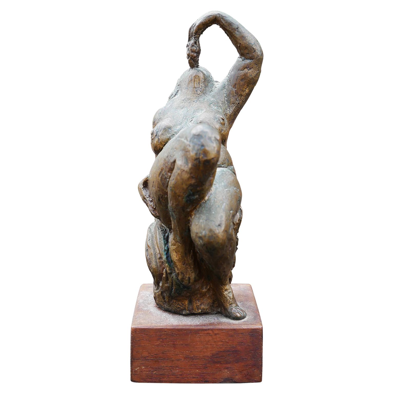 Modern Abstract Figurative Bronze Sculpture of Reclining Nude Female with Grapes - Brown Figurative Sculpture by James Kearns
