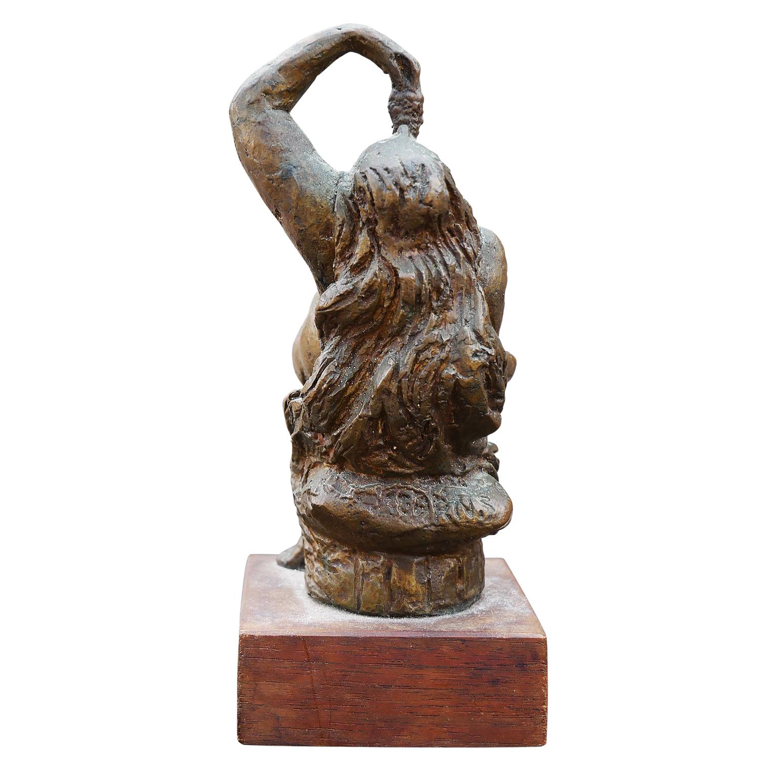 Modern Abstract Figurative Bronze Sculpture of Reclining Nude Female with Grapes 1