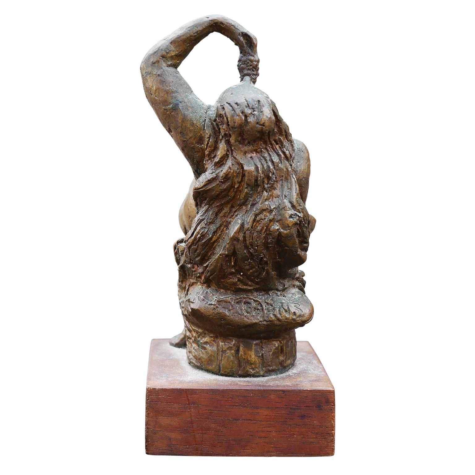 Modern Abstract Figurative Bronze Sculpture of Reclining Nude Female with Grapes 3