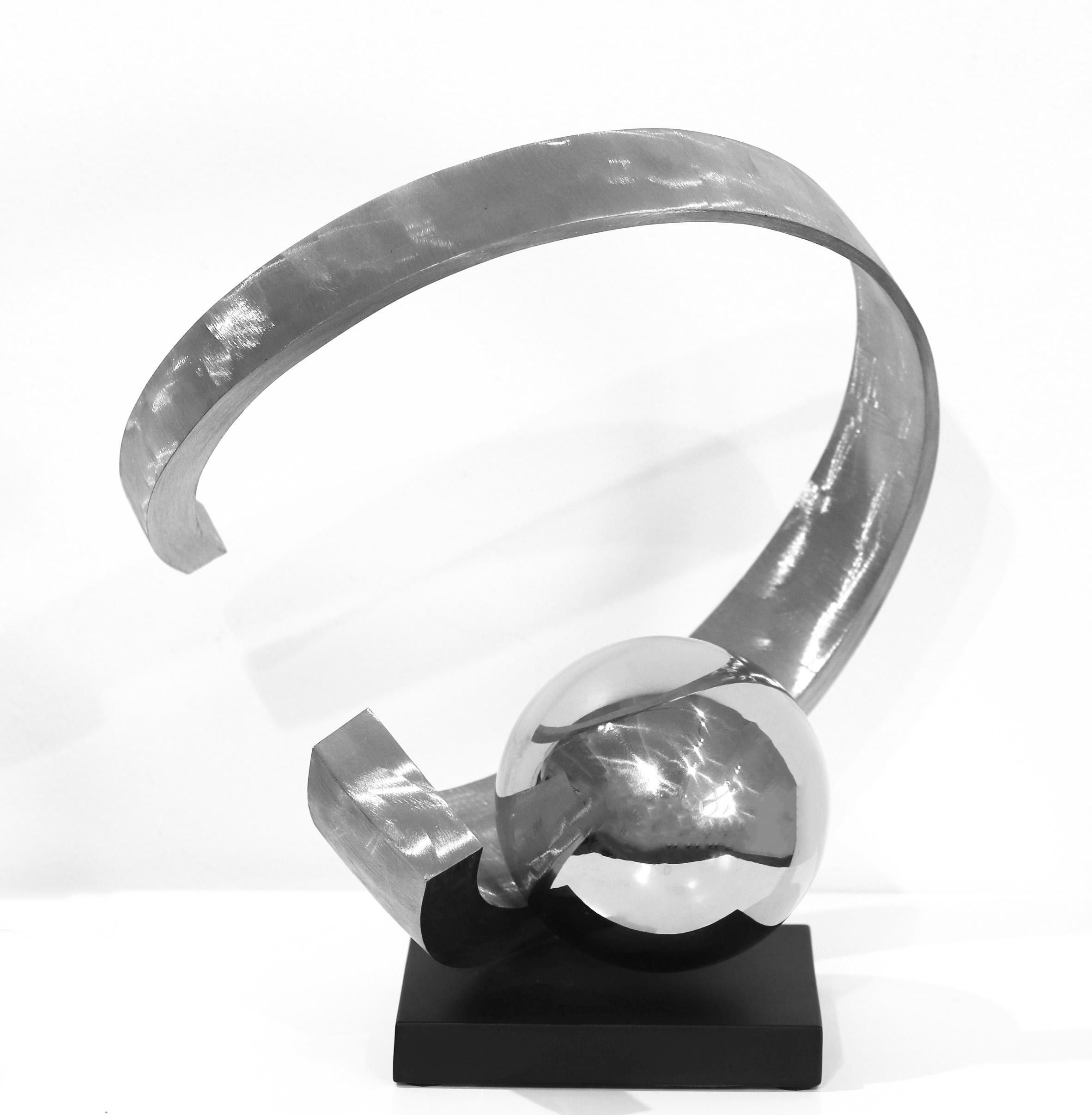 Follow Through - Original Sculpture Reflective and Matte Steel Ball and Circle - Contemporary Art by James Kelsey
