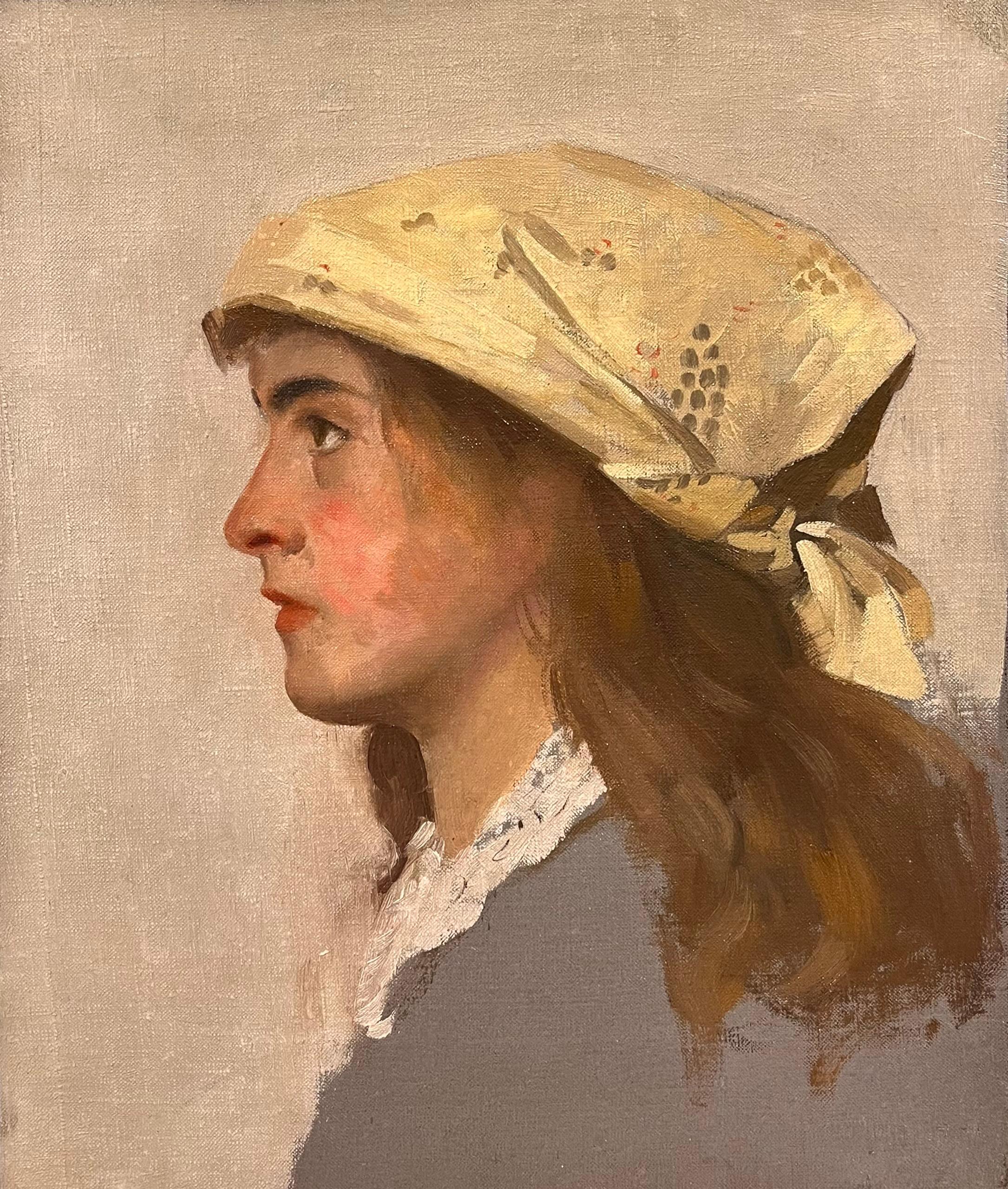 Portrait of a Jo James - Painting de James Kerr Lawson