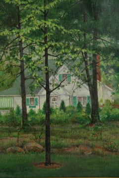 Antique American Country House Landscape oil Painting   1939