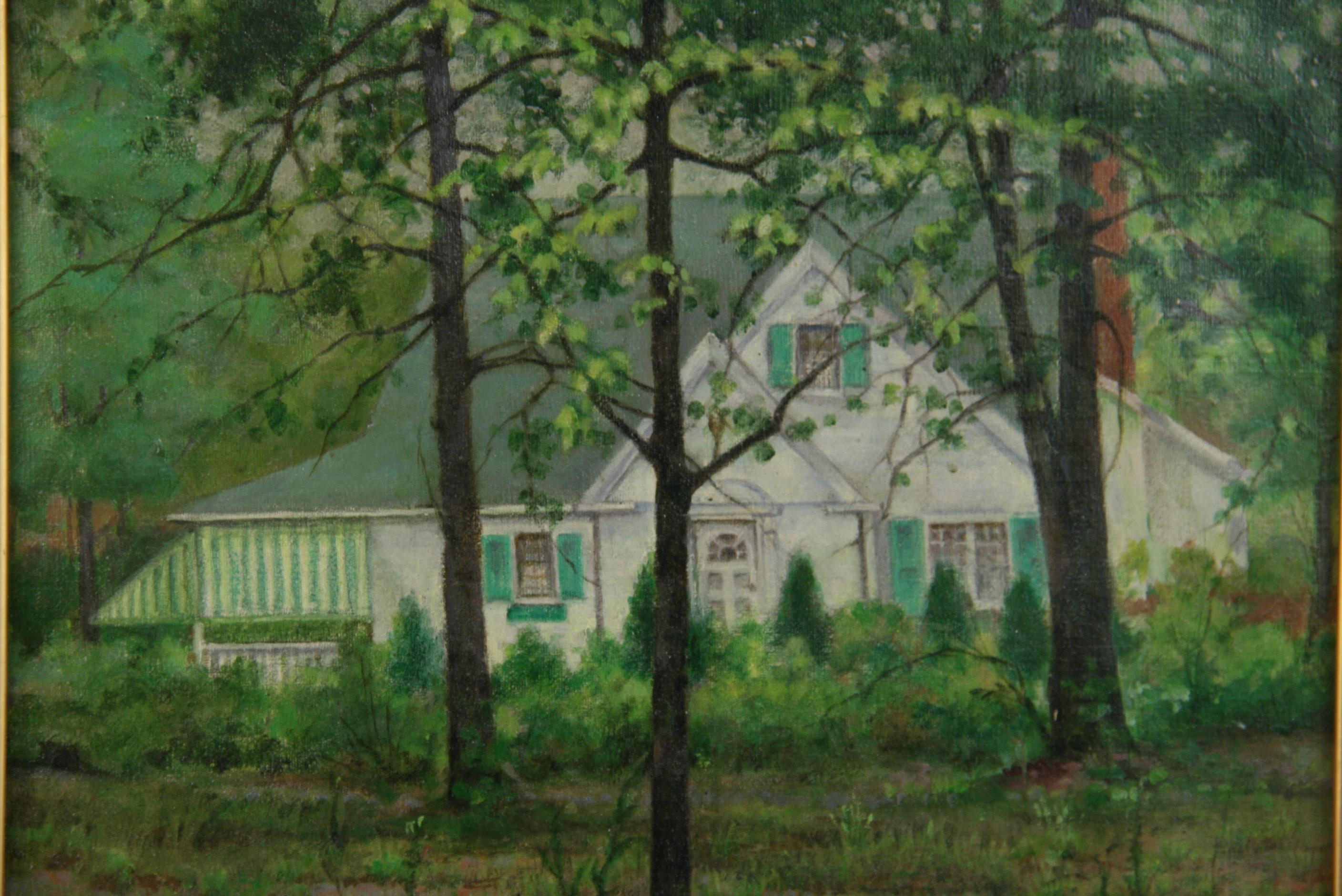 Antique American Country House Landscape oil Painting   1939 For Sale 1