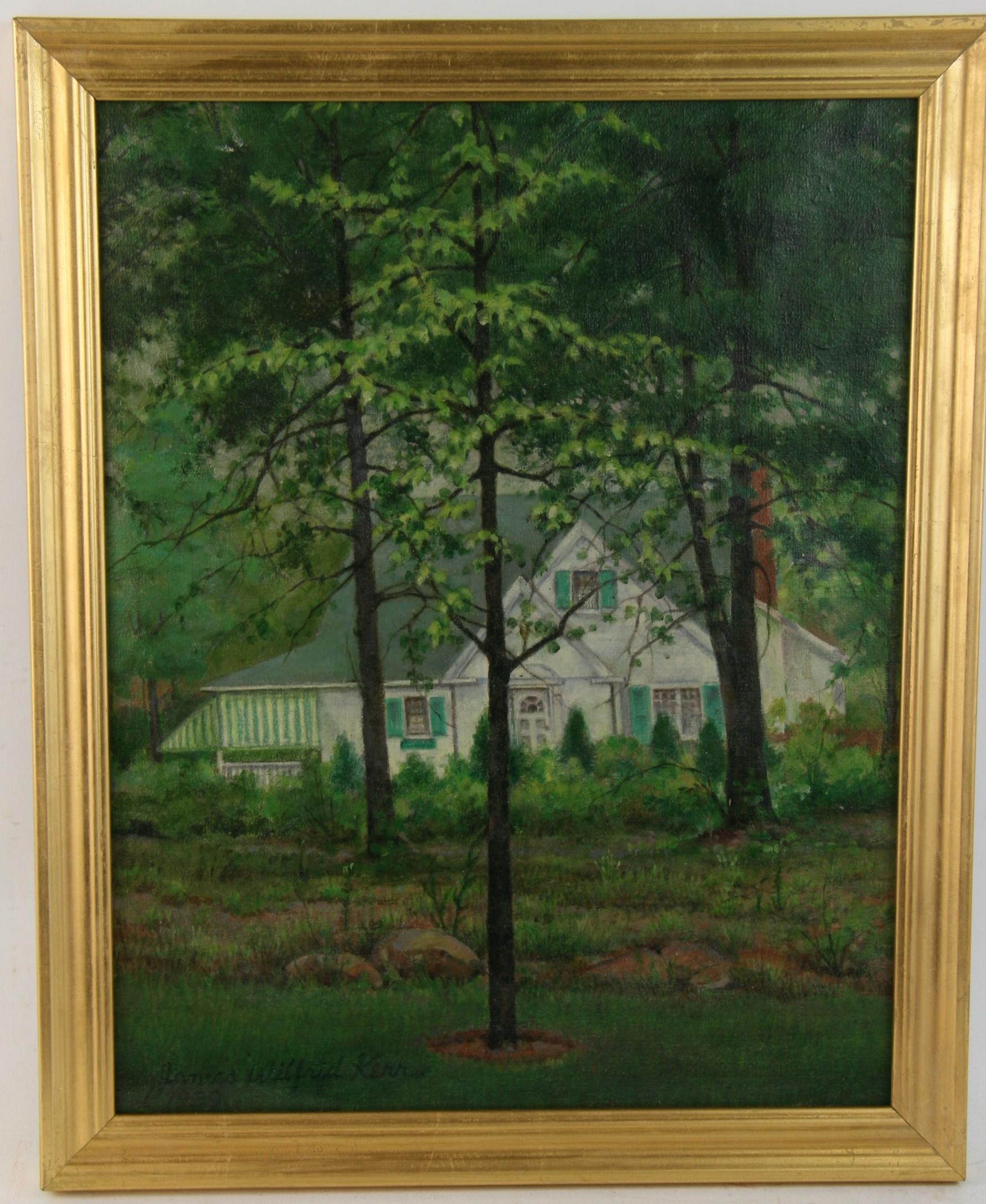 Antique American Country House Landscape oil Painting   1939 For Sale 3