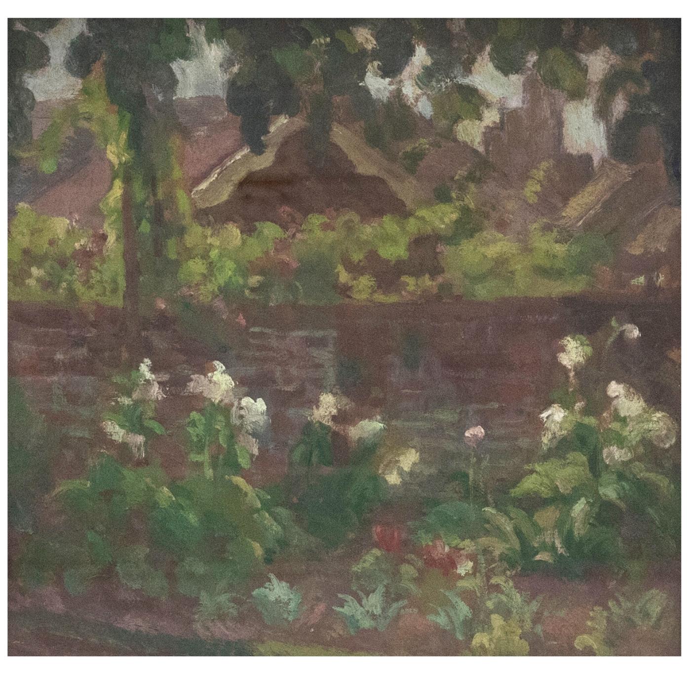 James Kidwell Popham (1884-1966) - Framed Mid 20th Century Oil, Dahlias in Shade For Sale 2
